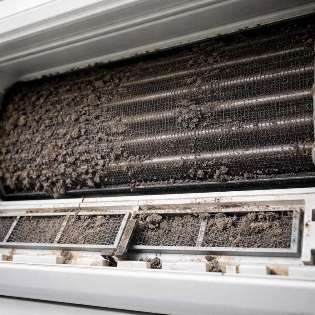Before repair – dirty AC indoor coil