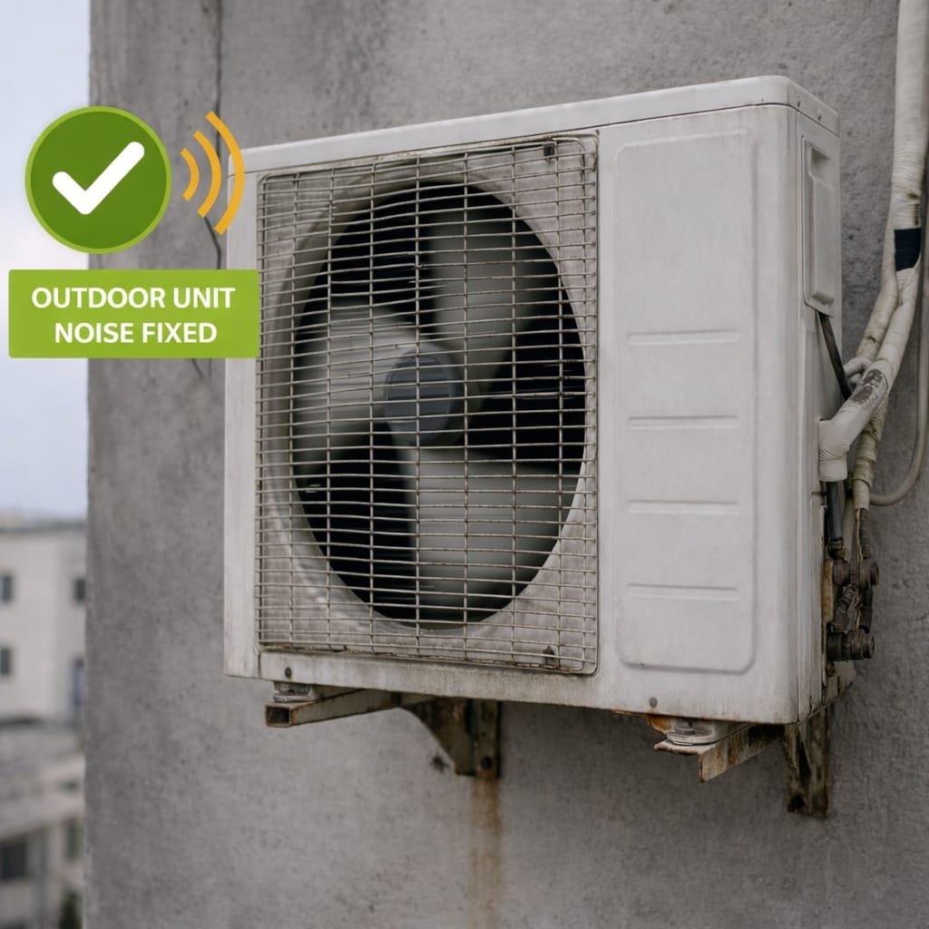 After repair – smooth and silent outdoor unit