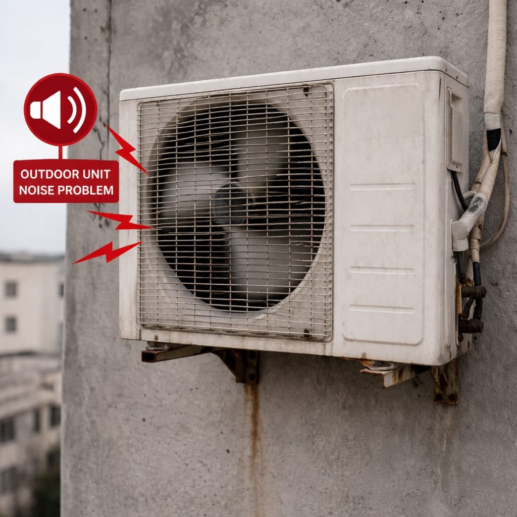Before repair – noisy AC outdoor unit
